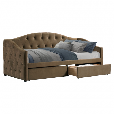 Paturi de 1 persoana - Pat cu spaţiu de depozitare, 90x200, ţesătură Velvet maro, ZASKA