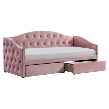 Pat cu spaţiu de depozitare, 90x200, ţesătură Velvet roz, ZASKA [3]