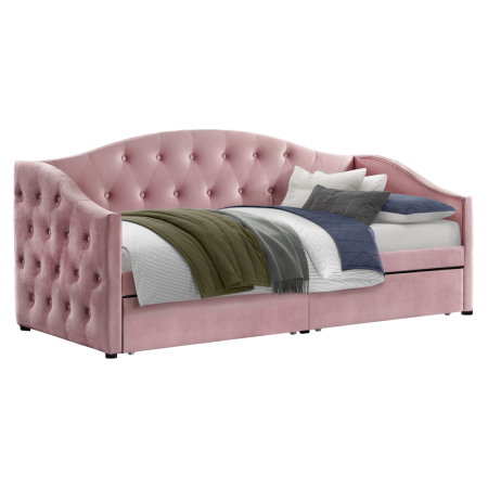 Pat cu spaţiu de depozitare, 90x200, ţesătură Velvet roz, ZASKA [1]