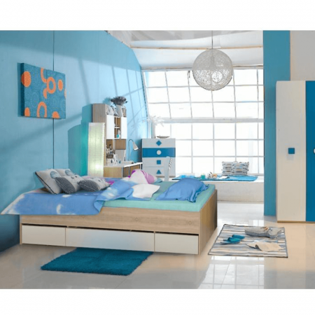 Pat cu spaţiu de depozitare, stejar sonoma/alb, MATIASI [2]