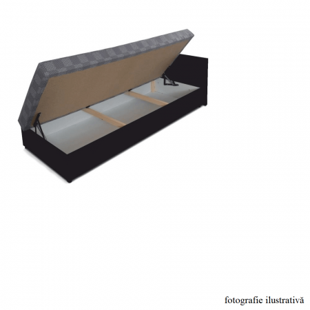 Pat cu spaţiu pentru depozitare, versiune de stânga, piele eco maro+material cu imprimeu, JUDIT [1]