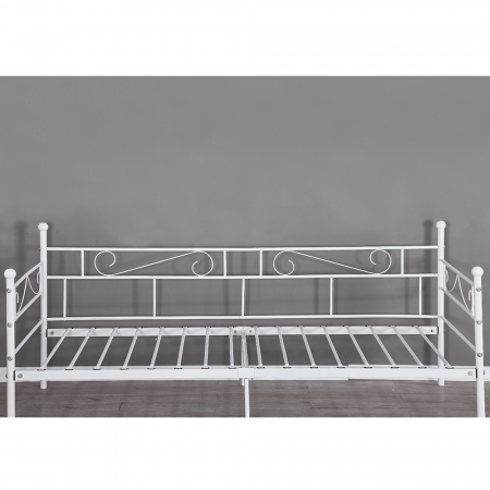Pat din metal - de o persoană, alb, 90x200, ROZALI [8]