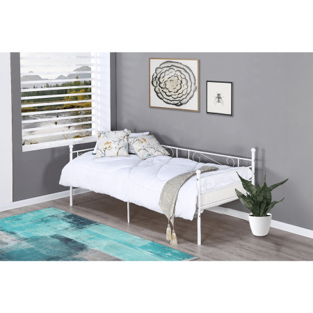 Pat din metal - de o persoană, alb, 90x200, ROZALI [1]