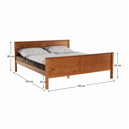 Pat, lemn de pin culoare de stejar, 160x200, PROVO NEW [3]