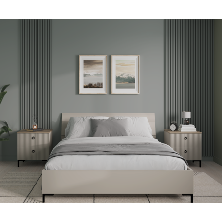 Pat matrimonial, 160x200, gri-maroniu Taupe, DOMCA [10]