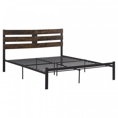 Pat matrimonial cu lamele, stejar rustic/metal, 160x200, ANEYA [3]