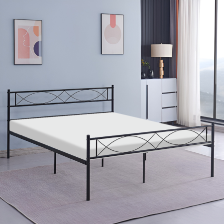 Pat metalic cu somieră, 160x200, negru, STELVIA [5]