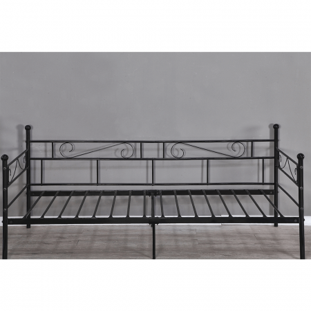 Pat metalic de 1 persoana , 90x200 negru ,suport saltea inclus [3]
