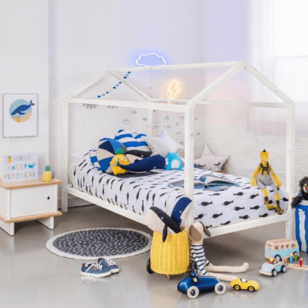 Paturi pentru copii - Pat Montessori, alb, lemn de pin, IMPRES