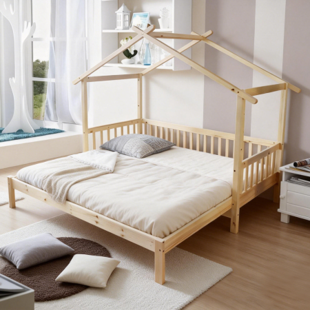 Pat Montessori cu pat suplimentar, natural, 90x200, KESIO [7]