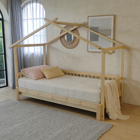 Pat Montessori cu pat suplimentar, natural, 90x200, KESIO [2]