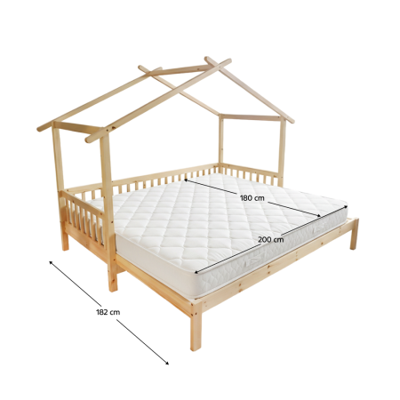 Pat Montessori cu pat suplimentar, natural, 90x200, KESIO [8]