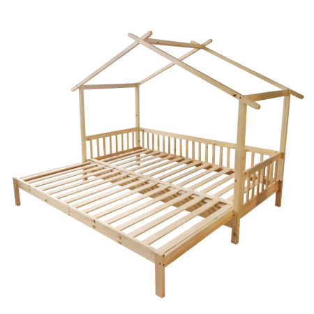 Pat Montessori cu pat suplimentar, natural, 90x200, KESIO [5]