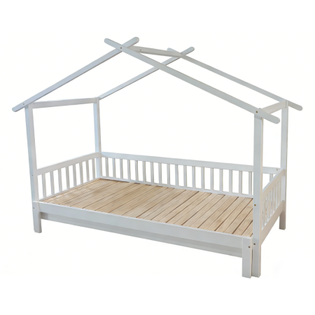 Pat Montessori cu un pat suplimentar, alb, 90x200, KESIO [4]