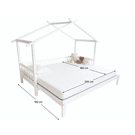 Pat Montessori cu un pat suplimentar, alb, 90x200, KESIO [8]