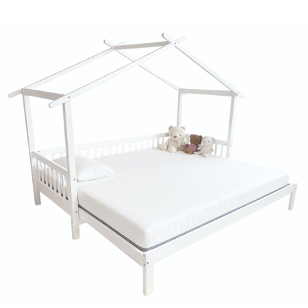 Pat Montessori cu un pat suplimentar, alb, 90x200, KESIO [2]