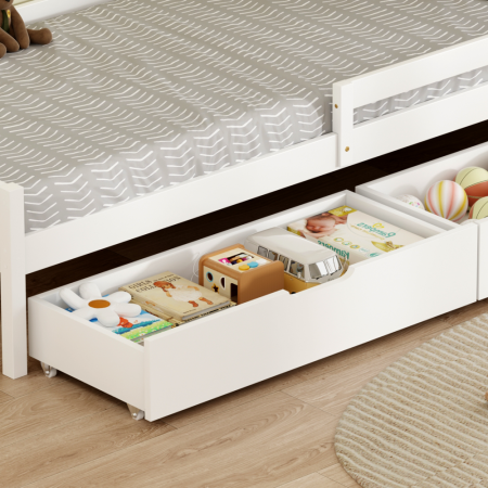 Pat pentru copii cu spaţiu de depozitare, 90x200, alb, MIX NEW [10]