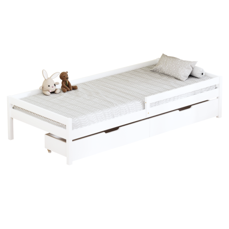 Paturi pentru copii - Pat pentru copii cu spaţiu de depozitare, 90x200, alb, MIX NEW