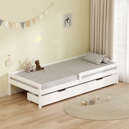 Pat pentru copii cu spaţiu de depozitare, 90x200, alb, MIX NEW [8]