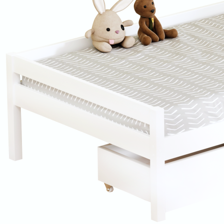 Pat pentru copii cu spaţiu de depozitare, 90x200, alb, MIX NEW [3]
