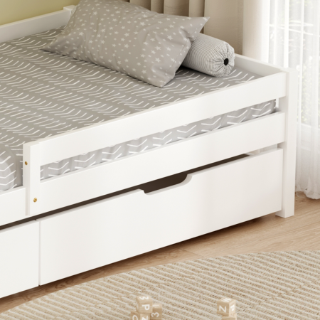 Pat pentru copii cu spaţiu de depozitare, 90x200, alb, MIX NEW [11]