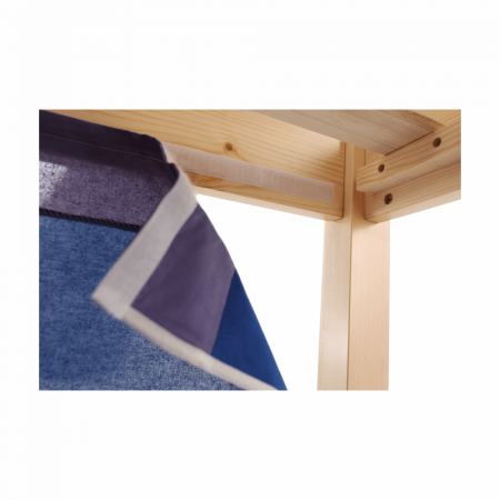 Pat pentru copil, inaltat ,cu cort albastru si birou culisabil,lemn pin,Bortis Impex [2]