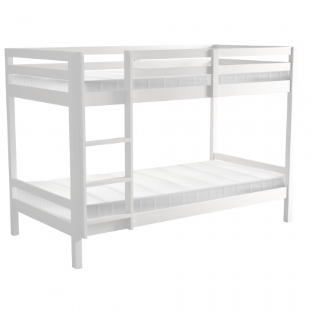 Camera copiilor - Pat supraetajat, 90x200, lemn masiv, alb, INEZA