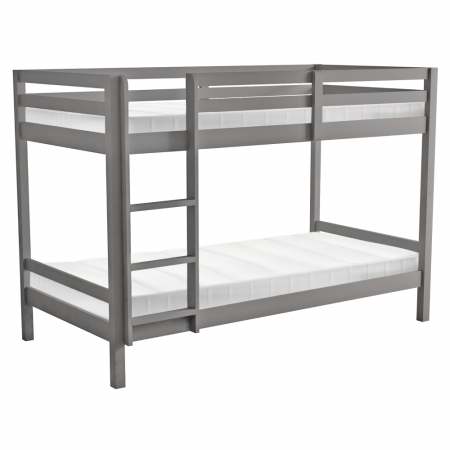 Camera copiilor - Pat supraetajat, 90x200, lemn masiv, gri, INEZA