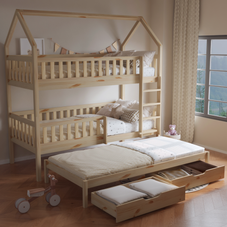 Pat supraetajat Montessori cu pat suplimentar, natural, VENITA TYP 1 [6]