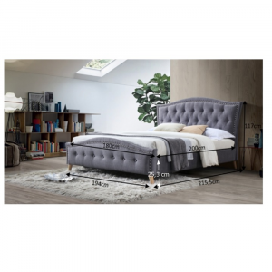 Pat tapitat dormitor,de lux , 160x200 sau 180x200 , stofa gri, Bortis Impex [2]