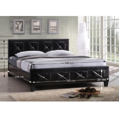 Pat tapitat dormitor,piele eco neagra/cristale ,somiera inclusa,elegant,Bortis Impex [1]