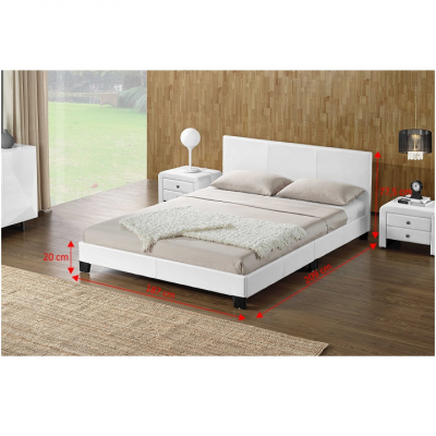 Pat tapitat dormitor ,Standard 180x 200 cm , dublu , piele ecologica alb [2]