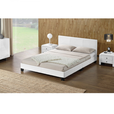 Pat tapitat dormitor ,Standard, dublu , piele ecologica alb [1]