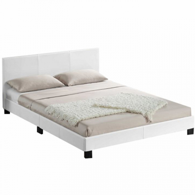 Paturi tapitate - Pat tapitat dormitor ,Standard, dublu , piele ecologica alb