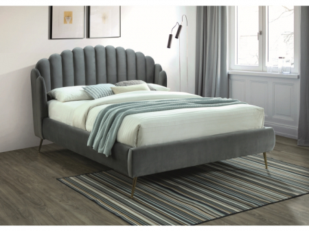 Toate Produsele - Pat tapitat dormitor , stofa textil gri catifelata, 160x200 , model unicat, cu suport saltea inclus, picioare metalice