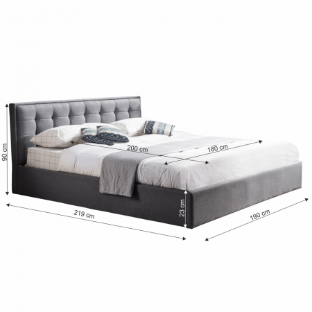 Toate Produsele - Pat tapitat- elegant ,suport de saltea rabatabil inclus , 180x200 , stofa gri ,Bortis Impex
