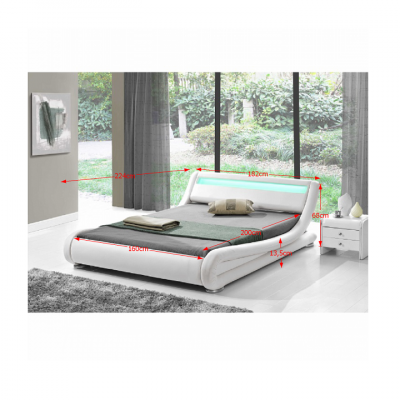 Pat tapitat ultra lux, Bortis Impex, modern, alb, cu led [1]