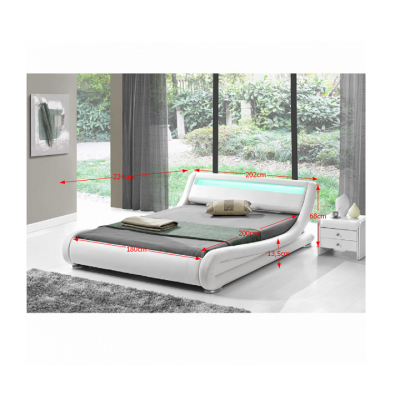 Pat tapitat ultra lux, 180x 200 cm Bortis Impex, modern, alb, cu led [2]
