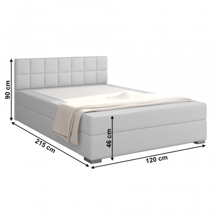 Pat tip BOXSPRING 120x200, gri deschis, FERATA KOMFORT [6]