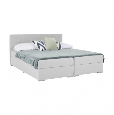 Paturi lemn & pal - Pat tip BOXSPRING 160x200, gri deschis, FERATA KOMFORT