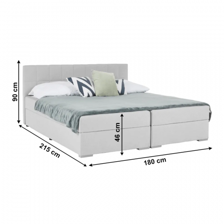 Pat tip BOXSPRING 180x200, gri deschis, FERATA KOMFORT [2]