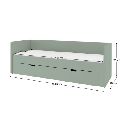 Patul extensibil, verde-gri, 90/180x200, ANTONY [9]