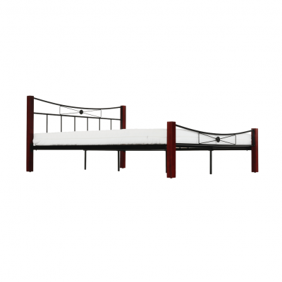 Pat metalic negru/picioare lemn nuc , 160x200 cm ,Bortis Impex [11]