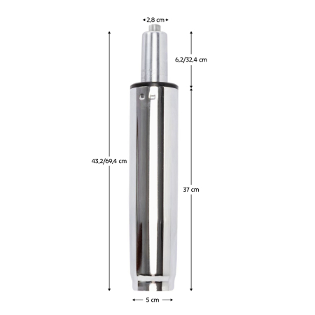 Piston cu gaz, crom, lungime 69,4 cm, 150 kg, PISTON TYP 8 [1]