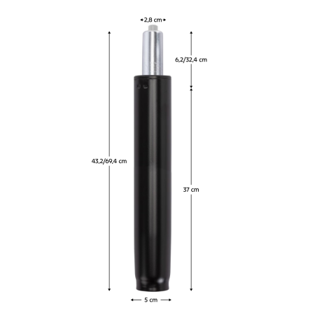 Piston cu gaz, negru, lungime 69,4 cm, 150 kg, PISTON TYP 7 [1]