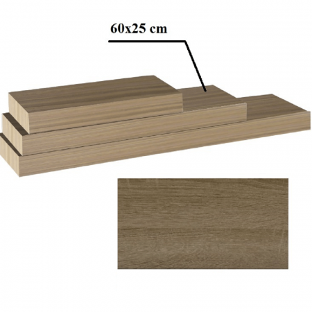 Living - Poliţă 60x25 din MDF, stejar trufă, GANA FY 11044-3