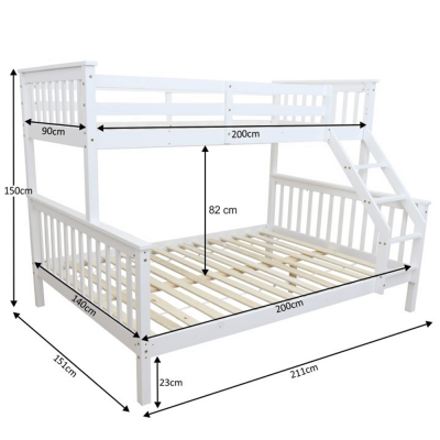 Pat supraetajat copii,lemn de pin, alb,se pot forma 2 paturi separate [5]