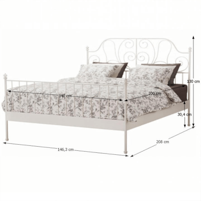 Pat metalic dormitor ,cu somieră, alb, 140x200,Bortis Impex [2]