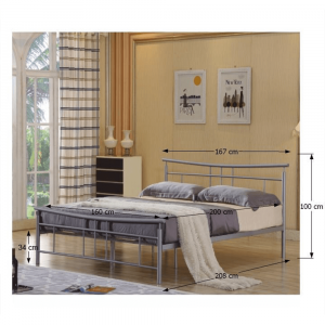 Pat metalic dormitor ,gri, suport de saltea lamelar inclus ,160x200 cm ,Bortis Impex [2]