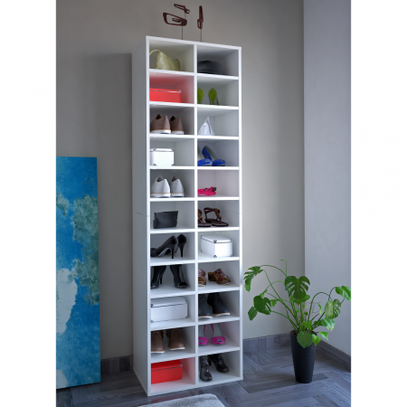 Pantofar cu rafturi, 184 cm inaltime x 54 cm latime x 34 cm adancime, capacitate mare incaltaminte ,alb [5]